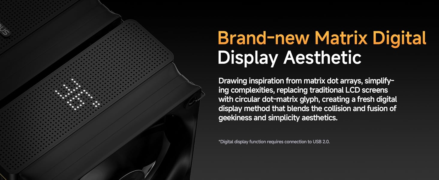 Ocypus Iota A62 BK: Кулер для CPU з цифровим дисплеєм, 6 теплових трубок, 2 вентилятори 120mm, підтримка AMD AM4/AM5, Intel LGA 115X/1200/1700/1851