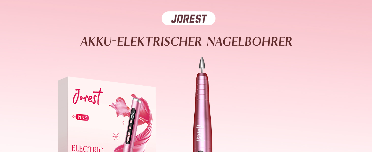 Електрична фрезерна машинка JOREST 13-в-1 бездротова, 35 000 об/хв, 6 режимів - набір для манікюру для гелевих та акрилових нігтів, догляд за нігтями для початківців, рожевий колір
