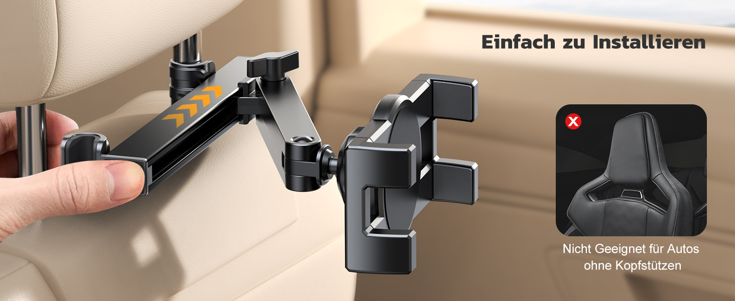 Тримач для планшета в авто, висувний кріплення, поворот на 360° - сумісний з iPad, iPhone, Galaxy Tab та іншими пристроями 4.7-12.9 дюймів