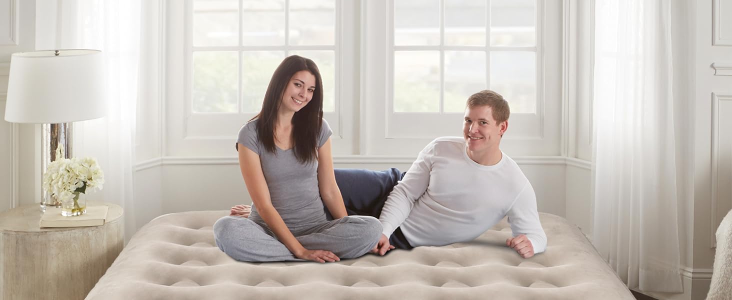 Надувний матрац для 2 осіб з електричним насосом, 190 x 125 x 20 см - для дому та кемпінгу