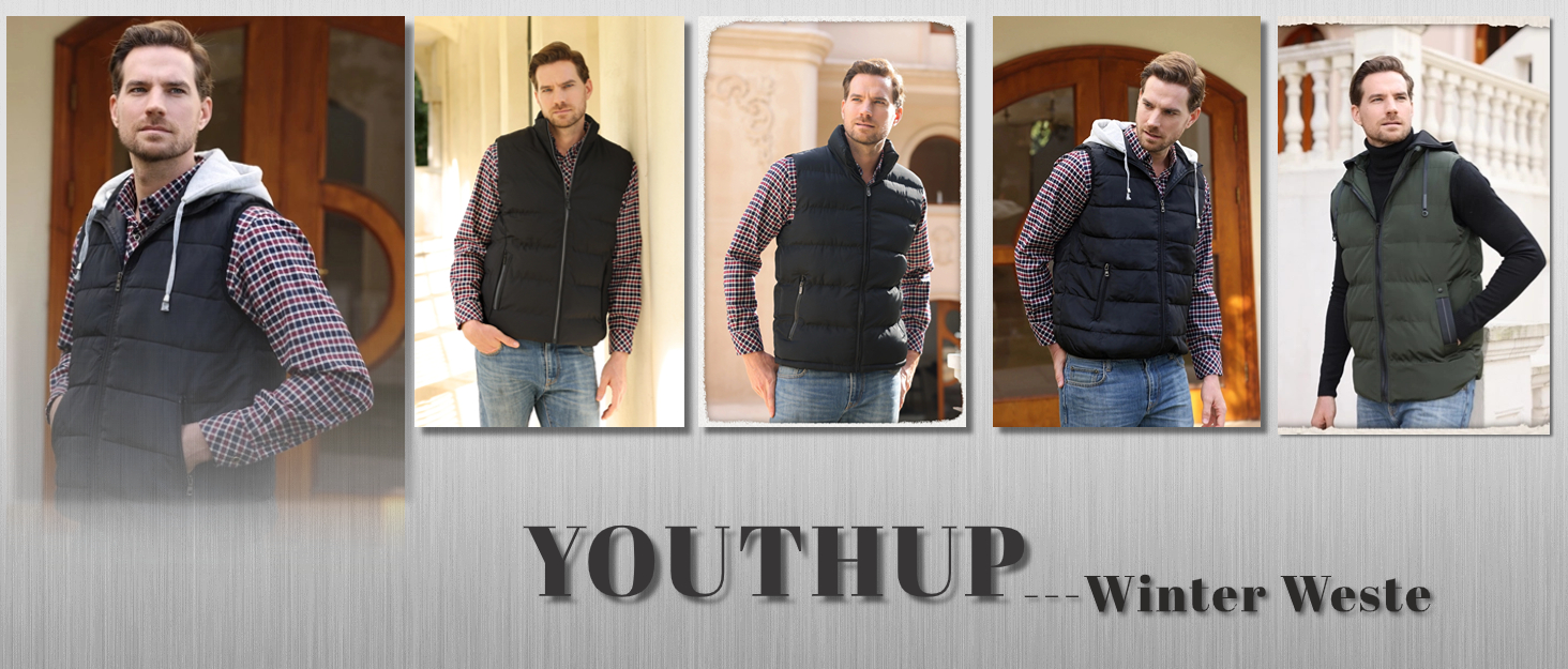 Легка зимова жилетка YOUTHUP West Daen з капюшоном для активного відпочинку та повсякденного носіння (XXL, Зелений)