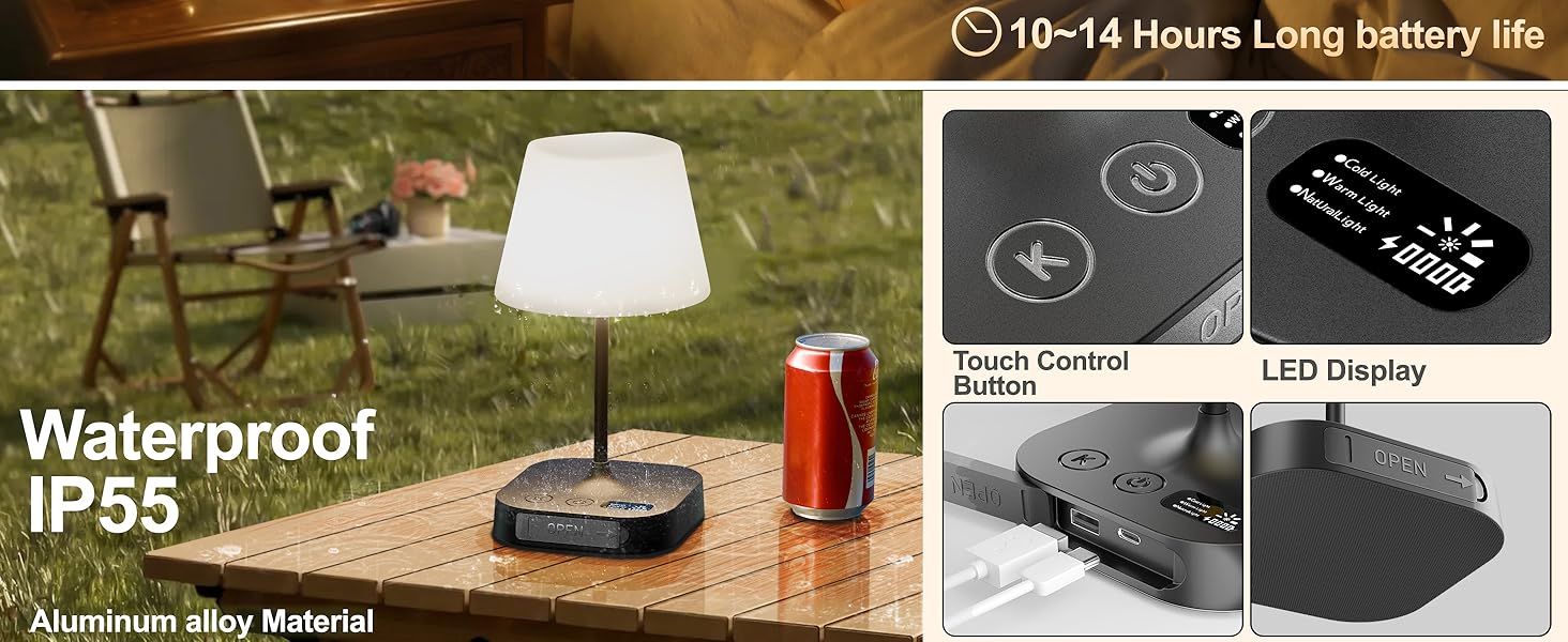 LED акумуляторна настільна лампа Anordsem: торшери бездротові з USB-A/C, сенсорне регулювання, для дитячої/дизайну, читання, подарунок