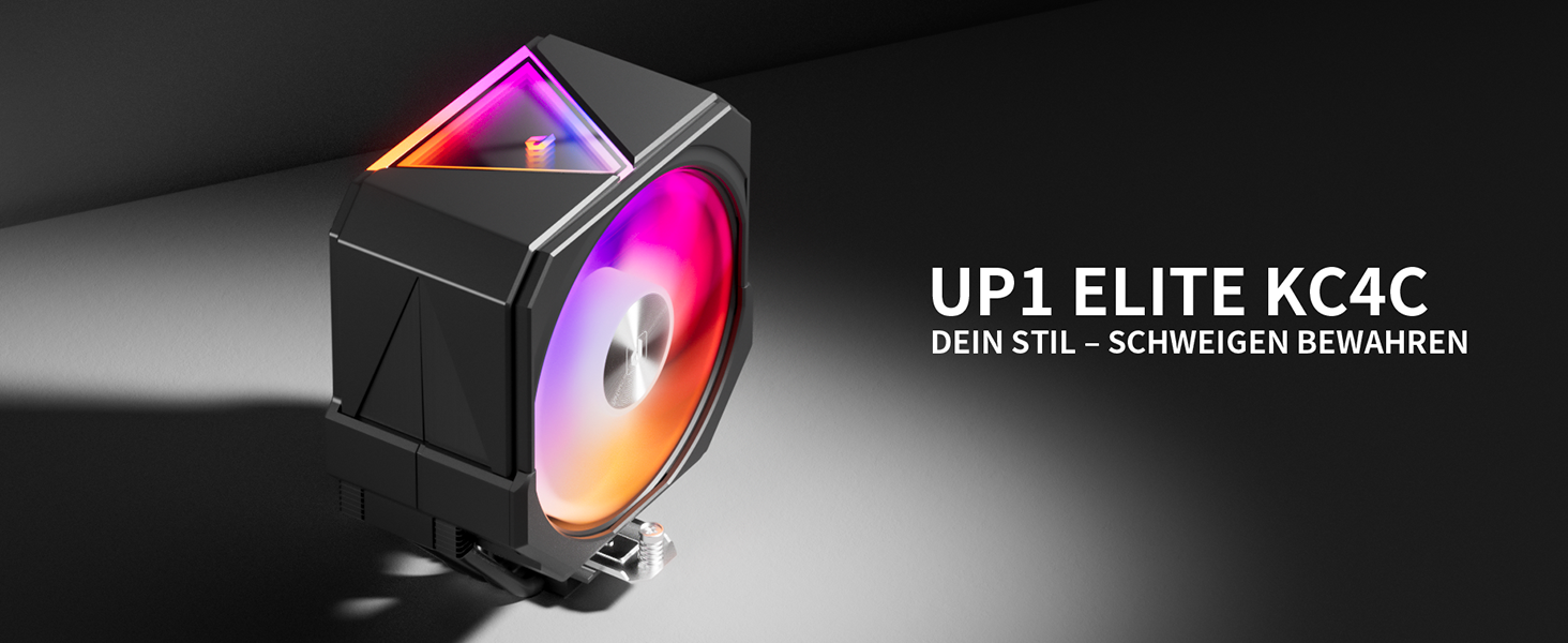 upHere UP1 Elite KC4C: Кулер для процесора з RGB підсвічуванням, 120мм, 4 теплові трубки, сумісний з AMD AM4/AM5 та Intel