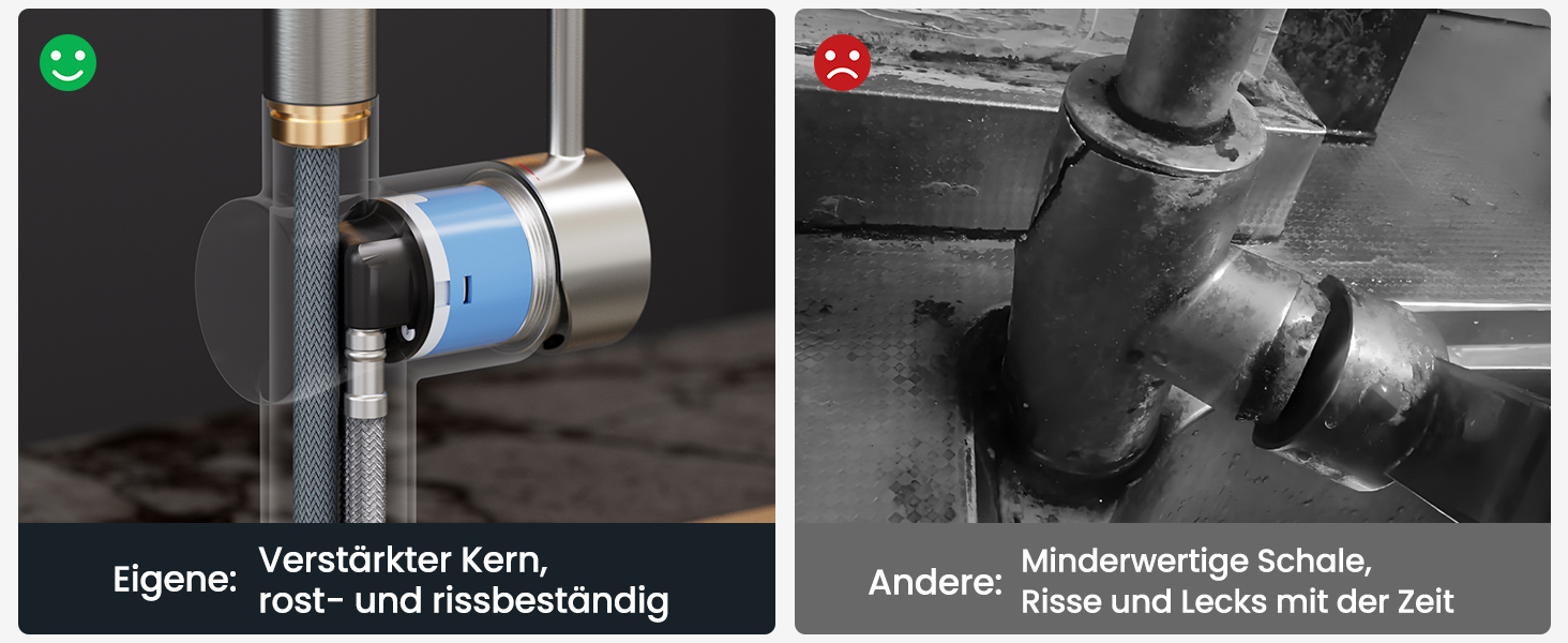 Змішувач для кухні CECIPA X203B чорного кольору з висувною лійкою, поворотний на 360°, з двома режимами струменя, нержавіюча сталь