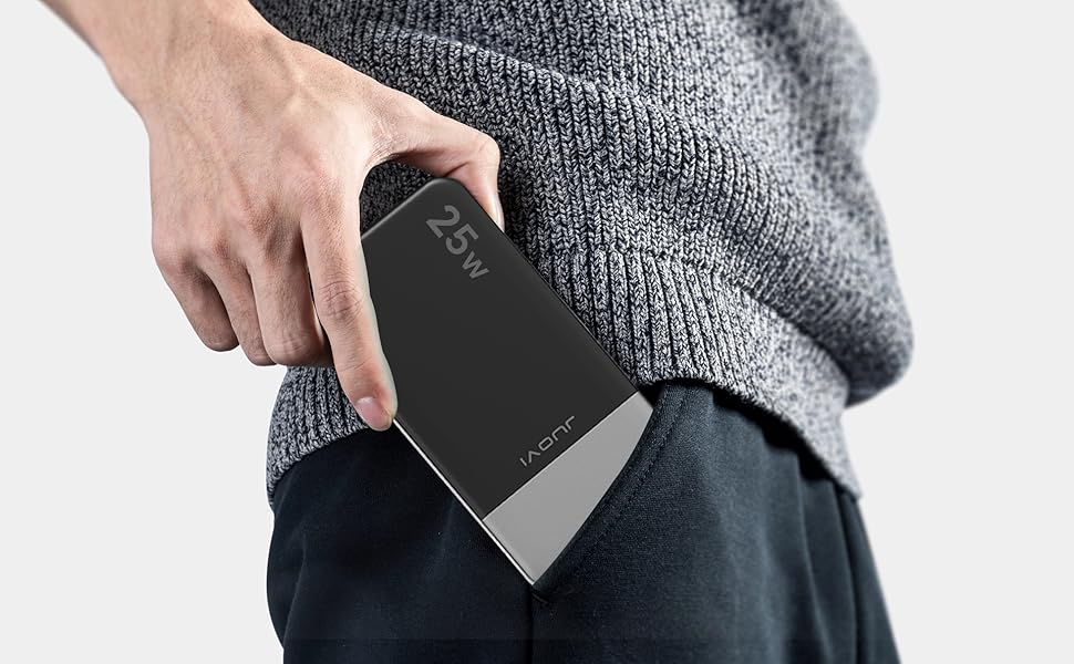 Портативний зарядний акумулятор JUOVI 10000mAh, 35W, 2 USB-C, 1 USB-A, PD 3.0, QC 4.0 (Зелений)