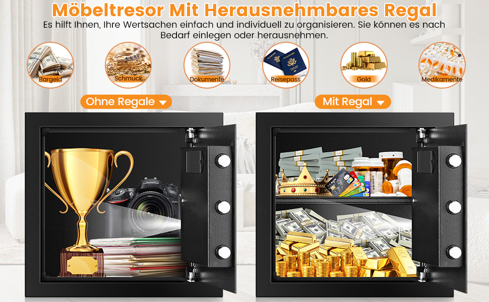 Сейф настінний Mejasg Safe Tresor Klein для дому, гроші, медикаменти, ювелірні вироби, 23x17x17 см (45л)