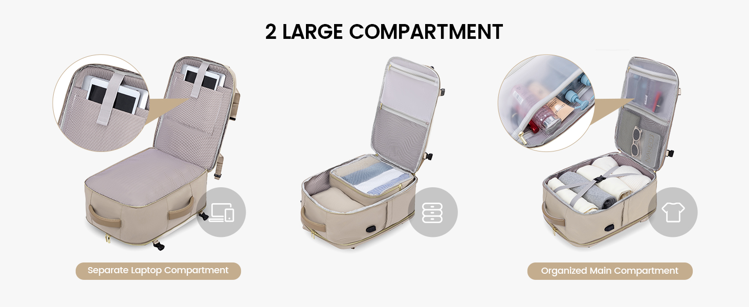 Рюкзак LOVEVOOK для жінок, 40л, ручна поклажа, для ноутбука 18 дюймів, водонепроникний, для подорожей, бізнесу, сумка-дуфіль, набір ручної поклажі, бежевий, хакі