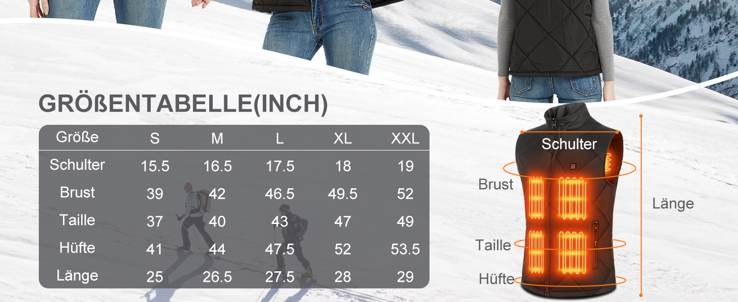 Електрична гріюча жилетка Fernida для чоловіків та жінок, 8 зон нагріву, USB, для катання на лижах та полювання (батарея не входить) S, чорний