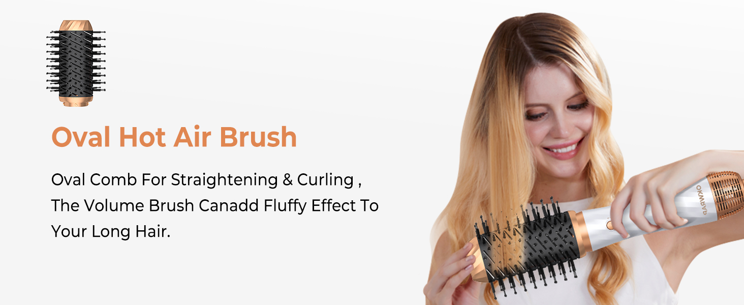 Набір для укладки волосся 5 в 1, стайлер для волосся, фен, плойка, щітка для об'єму, термощітка, для випрямлення, сушіння, створення об'єму та локонів (біло-сірий)