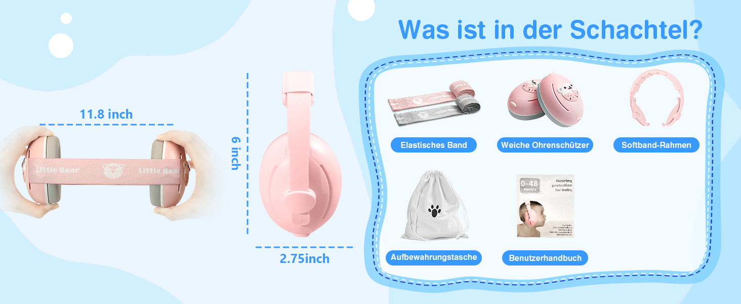 Навушники для дітей Baby Gehörschutz - 2-в-1, захист вух, зменшення шуму, регульоване наголов'я (Рожевий)
