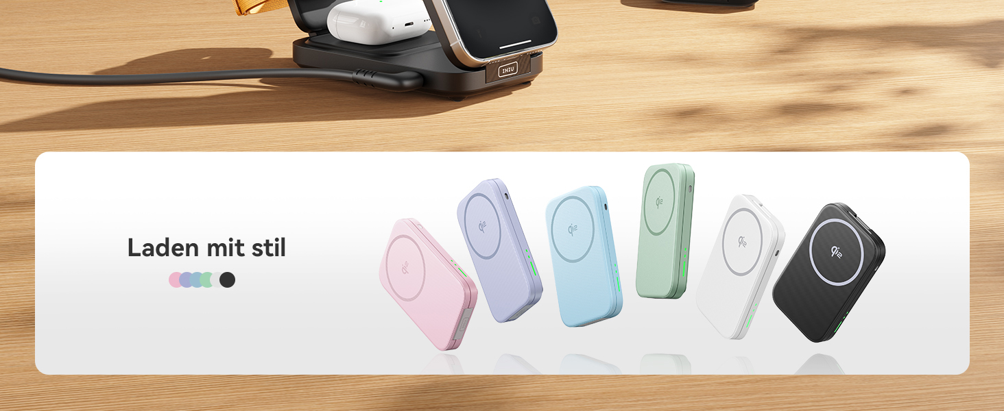 Станція зарядки INIU для iPhone 3 в 1, 15W, Qi2, магнітна, складна, MagSafe, для Apple Watch, iPhone 17/16/15/14/13/12, AirPods (з адаптером), чорна