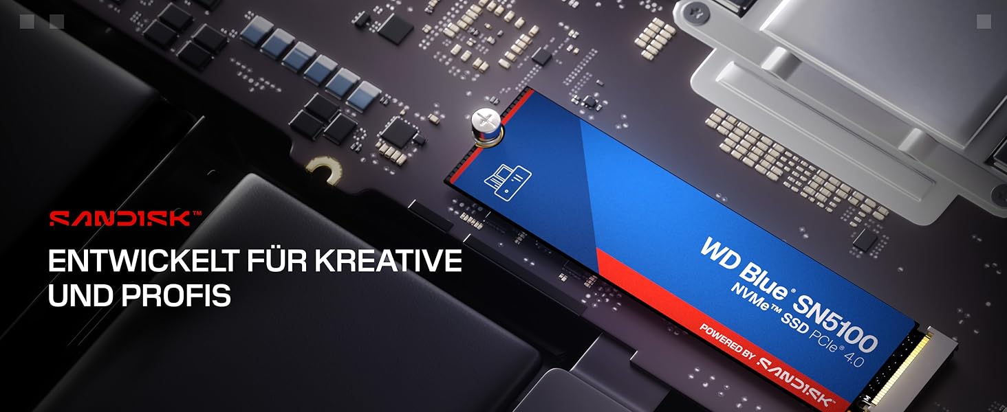 SSD WD Blue SN5100 1TB NVMe PCIe Gen 4.0 M.2 2280 - Швидкість 7100 MB/s, nCache 4.0, SanDisk 3D NAND