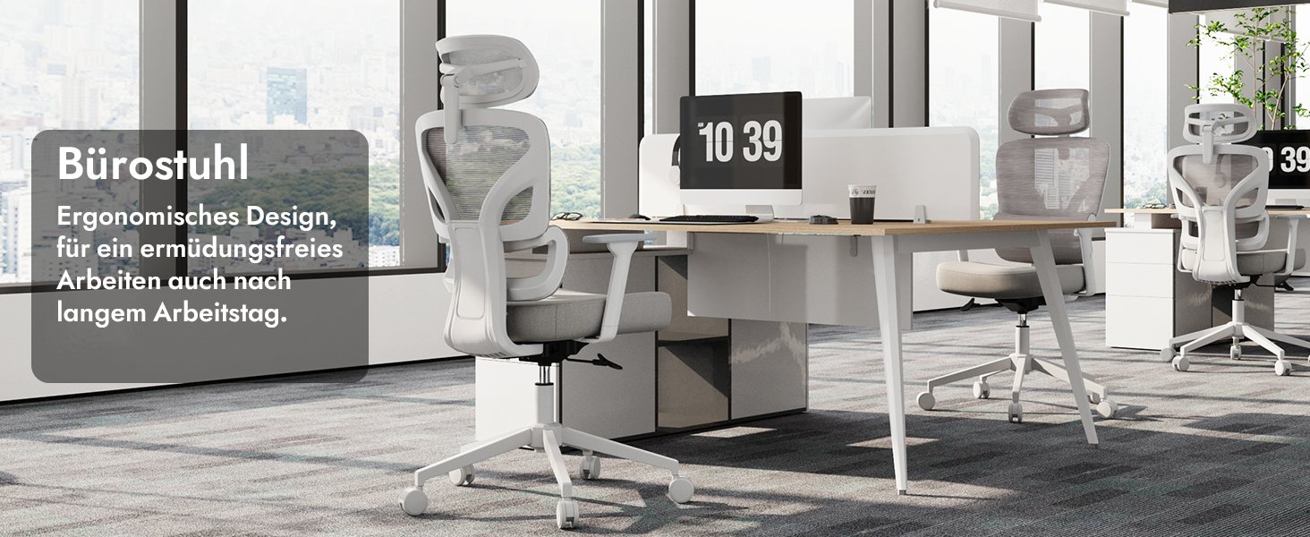 Ергономічне крісло для офісу та геймінгу з регульованою підголівником та 3D підлокітниками, підтримкою попереку, сіре