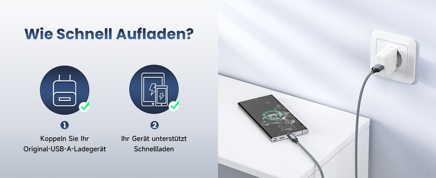 Кабель USB-C RAVIAD [4 шт. 0.5м, 1м, 2м, 3м] 3.1A, швидка зарядка, нейлон, для iPhone, Samsung, Huawei, сірий