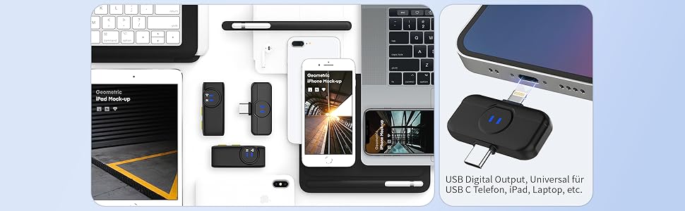 USB-C Беспроводной петличный микрофон 2-в-1 для iPhone, с шумоподавлением KI, мини-микрофон для видеоблогинга, видео, подкастов, интервью, TikTok, YouTube - Черный (2 TX + 1 RX) A5-Basic Black (2 в 1)