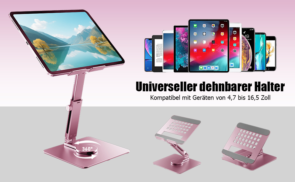 Алюмінієва підставка для iPad та планшетів (4.7–16.5