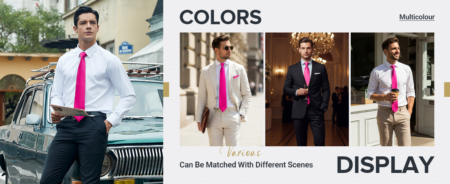 HISDERN Комплект краватки та нагрудного хустинки однотонний для весілля та свят, різні кольори, бургундський, універсальний розмір