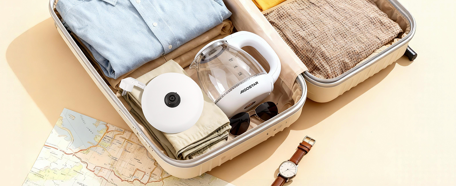 Електричний чайник Aigostar зі скла, 1 л, 2200W, LED-підсвічування, автоматичне відключення, захист від сухого кипіння, BPA Free, білий