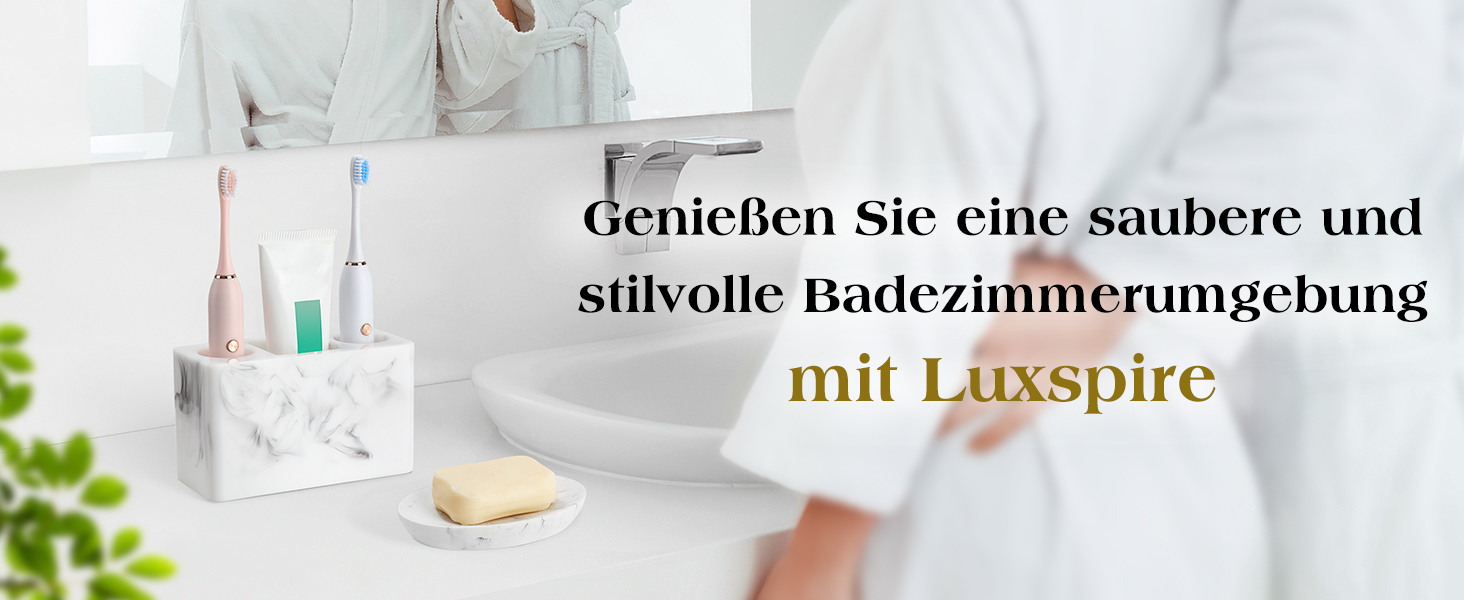 Тримач для зубних щіток Luxspire з 3 відсіками, для електричних щіток, органайзер для зубної пасти та ручок, білий