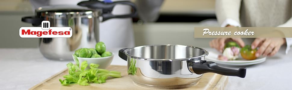 Скороварка Magefesa Inoxtar 10 л, нержавіюча сталь 18/10, індукція, здорове приготування, 5-шаровий термодно, поворотний замок