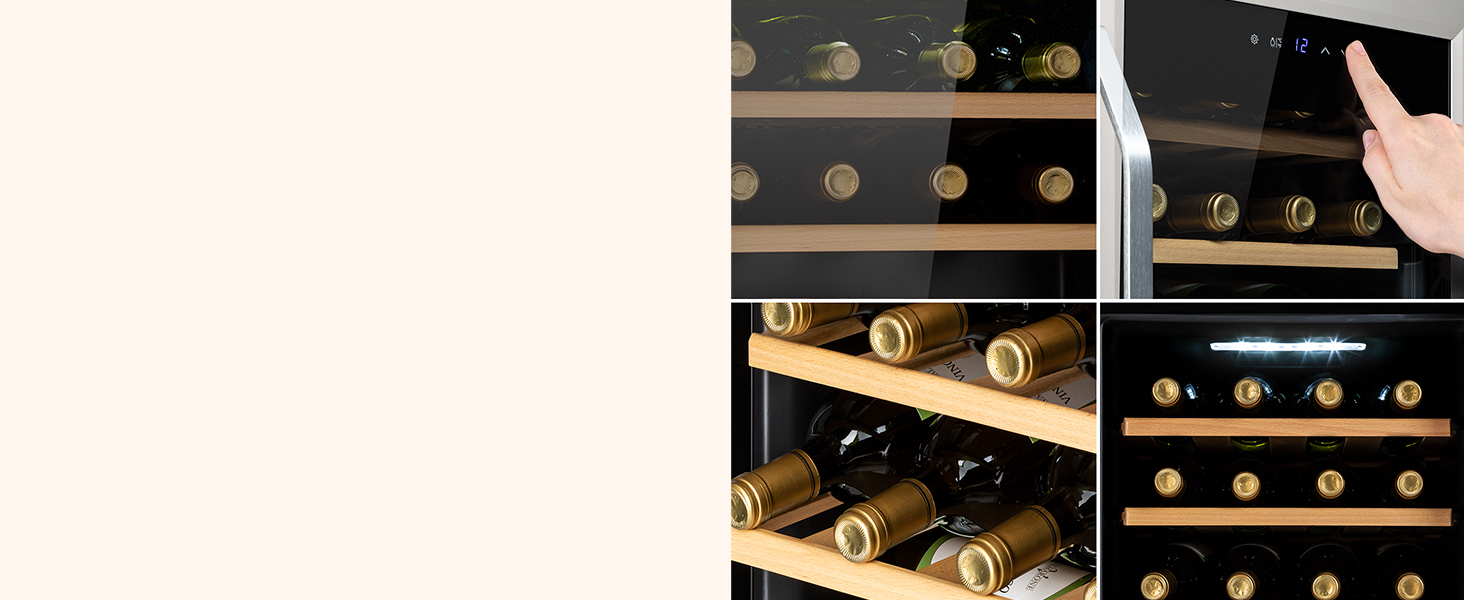 Klarstein Wine & Beverage Refrigerator - 1 Zone, UV Protection, 5-18°C, 16 Bottle Capacity, Freestanding, Silver & Black