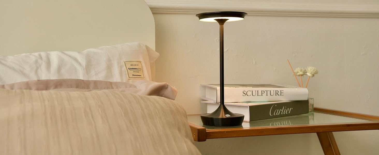 LED настільна лампа бездротова IP54 для вулиці та дому: перезарядна, сенсорна, 3 кольори, 6000mAh, 2 шт.