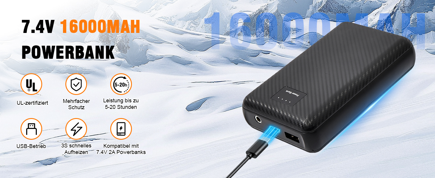 Обогреваемая жилетка з Powerbank (16000mAh), 3 режими нагріву, для чоловіків та жінок, Outdoor, скії, кемпінг