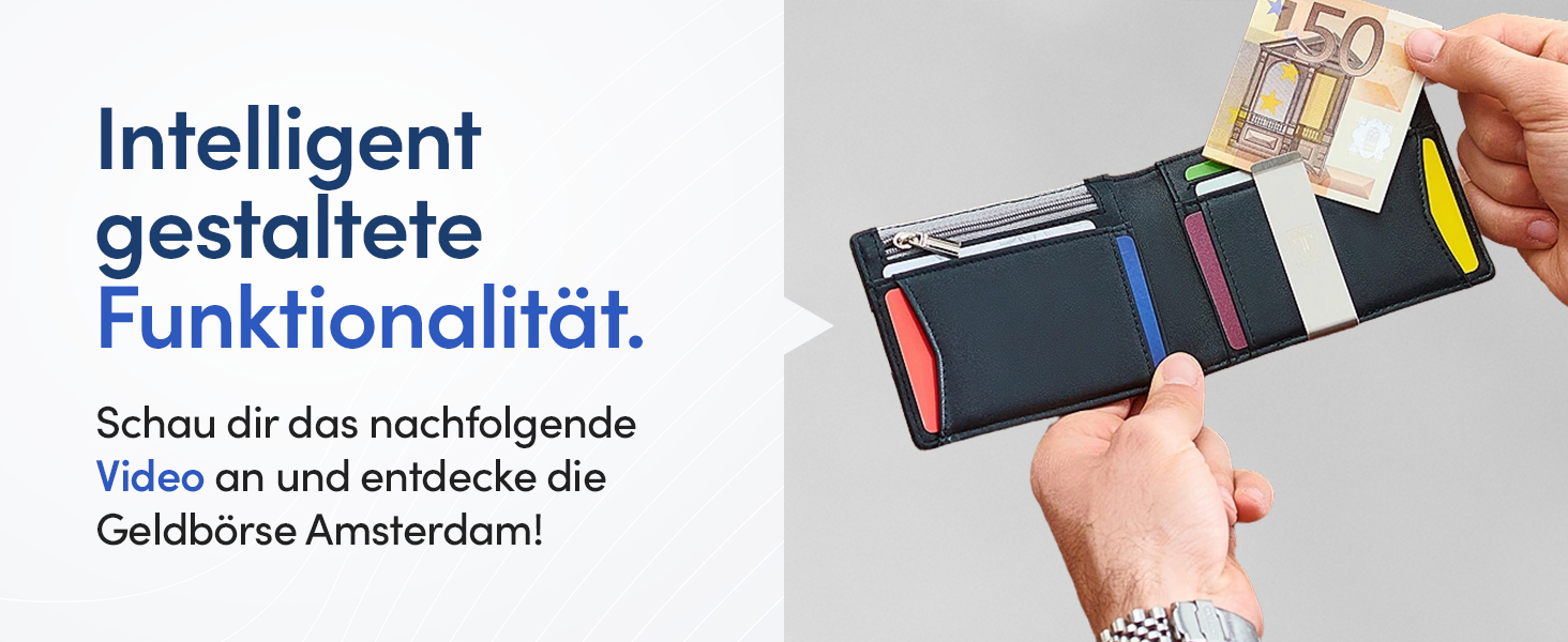 Чоловічий гаманець Travando Amsterdam з кліпсою для грошей - RFID захист, 10 відділень для карток, компактний дизайн, преміум якість, подарункова коробка, з Німеччини (Чорний)