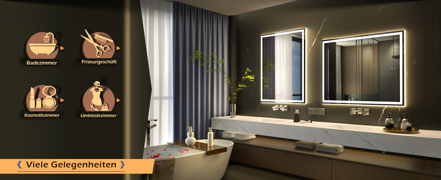 LED дзеркало для ванної кімнати KWW 80x100 см з підсвічуванням, протитуманне, регульоване освітлення, настінне, з сенсорною кнопкою