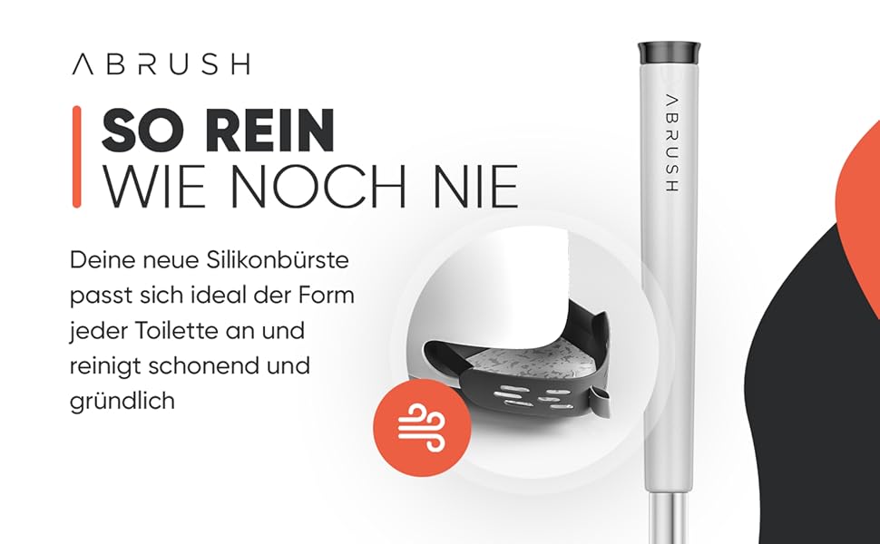 Щітка для унітазу Abrush з м'яким силіконовим наконечником, без свердління, з кріпленням на стіну, білий/сірий колір