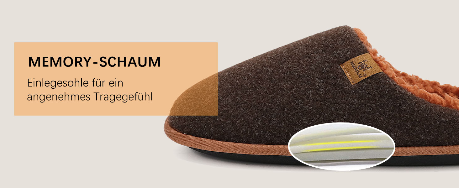 Чоловічі фетрові халапи KuaiLu: теплі, зручні, з м'якою підкладкою. Ідеальні для дому та вулиці. Розмір 44 EU, чорний колір.