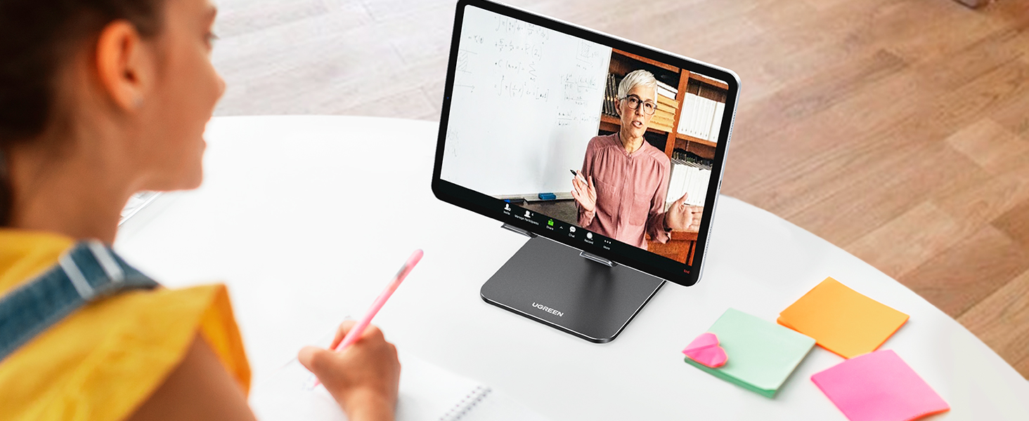 Алюмінієва підставка для планшета UGREEN, регульований тримач для iPad Pro Air Mini, Samsung Galaxy Tab, Redmi Pad, Huawei MatePad та iPhone, до 12.9 дюймів (Чорний)