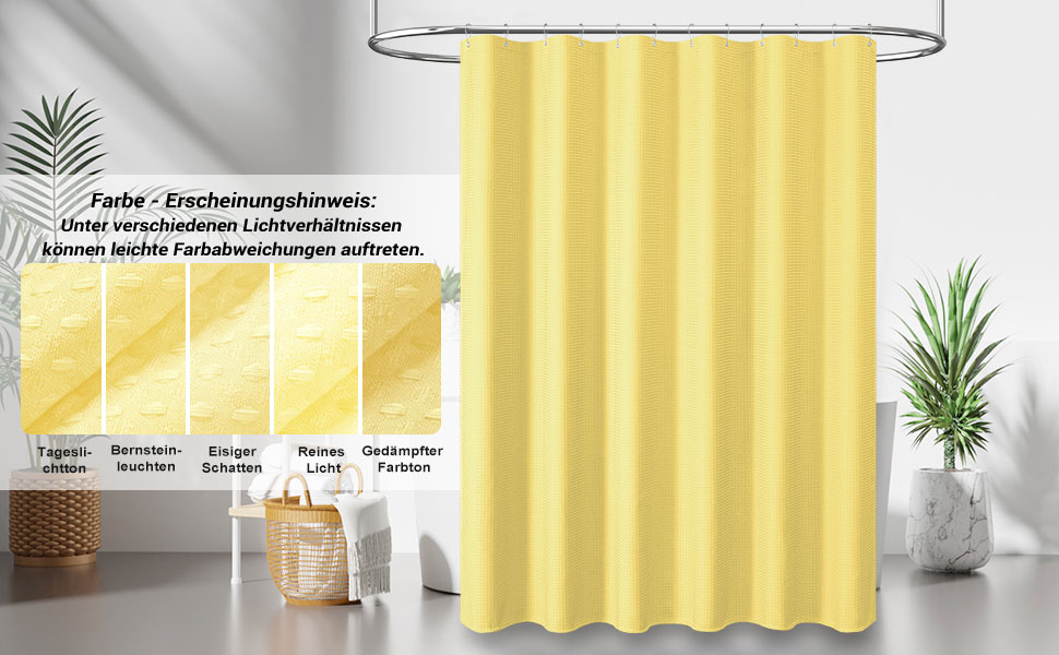 Шторка для душу BTTN вафельна, 180x200 см, антигрибкова, важка, водонепроникна, текстильна, з 12 гачками, зелена