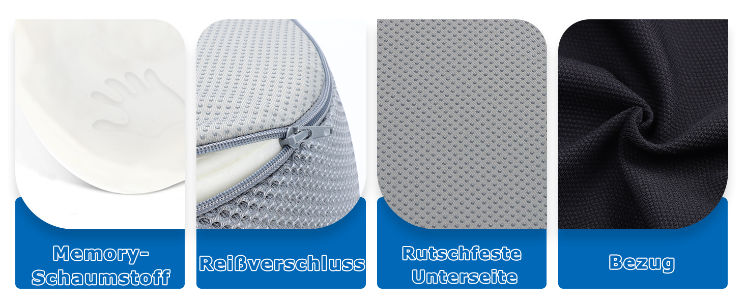 Подушка для офісного крісла з Memory Foam: ортопедична підтримка куприка, зменшення тиску, широка подушка для офісу, авто, інвалідного візка - чорний/сірий