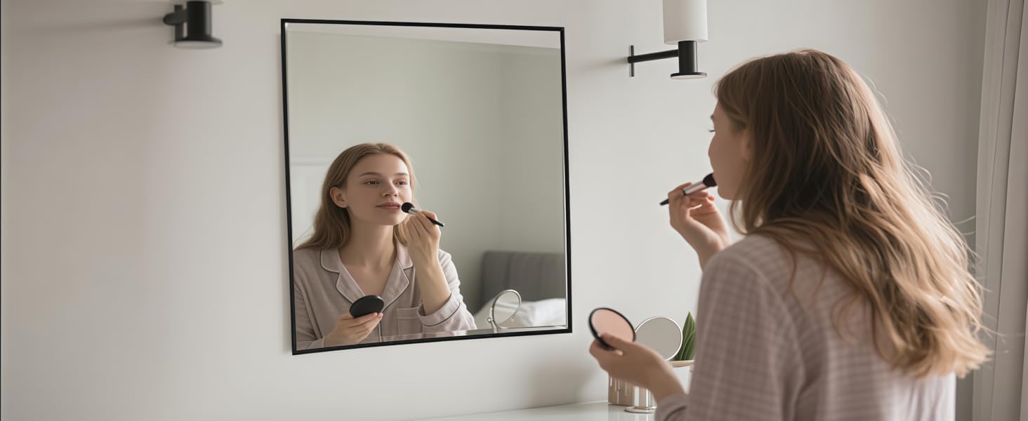 LED дзеркало для ванної кімнати з підсвічуванням 45x65 см, водонепроникне IP54, холодне біле світло 6500K, прямокутне, енергозберігаюче, біле