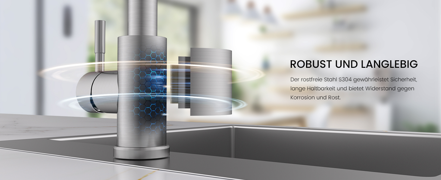 Чорний кухонний змішувач Appaso з висувною лійкою, 360° обертання, 2 режими струменя, для кухні | З нержавіючої сталі, водоспад