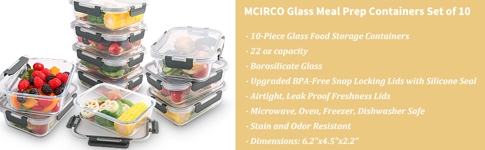 Набір контейнерів для зберігання їжі MCIRCO, 625 мл, сірий (10 шт.)