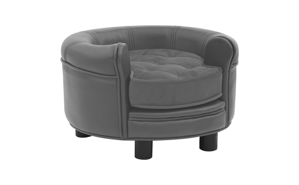 Диван для собак VidaXL, чорний, 48x48x32 см, плюш, штучна шкіра