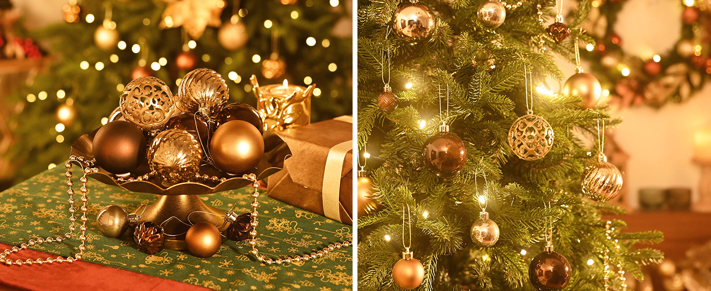 100 прикрас на ялинку Valery Madelyn Bronze - ялинкові кулі з підвісками, подарунковий набір