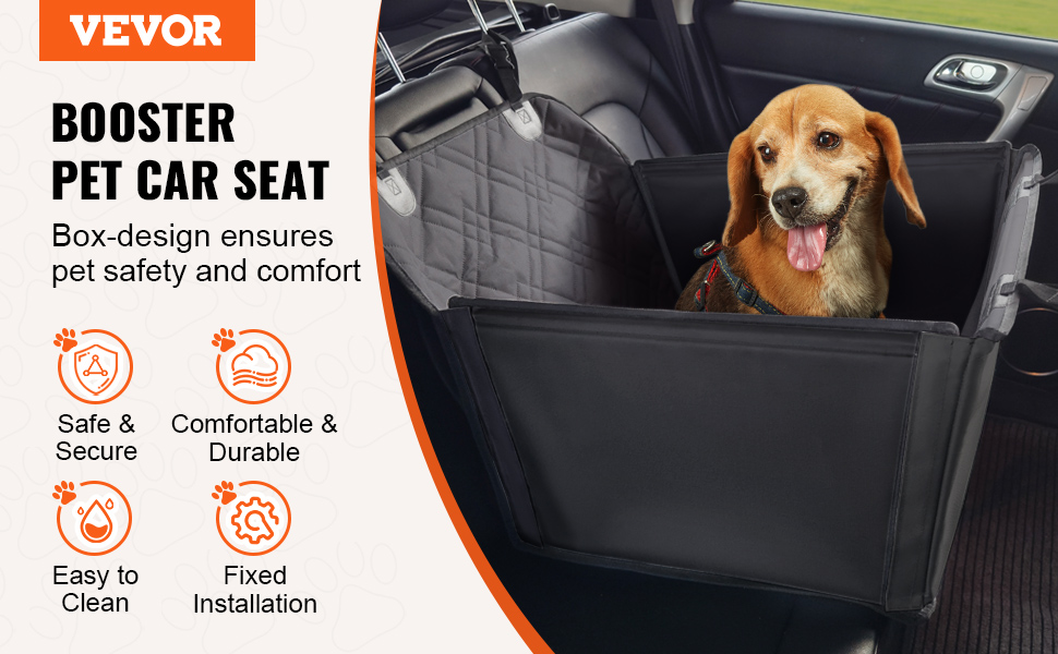 Автокрісло для собак VEVOR - чорне, водонепроникне, до 22 кг