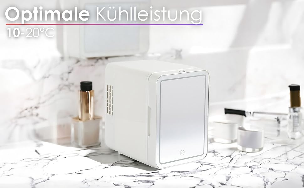 Міні-холодильник з LED-дзеркалом 4L для косметики та макіяжу. Красочний холодильник, міні-холодильник, мінібар з 3 рівнями LED-підсвічування