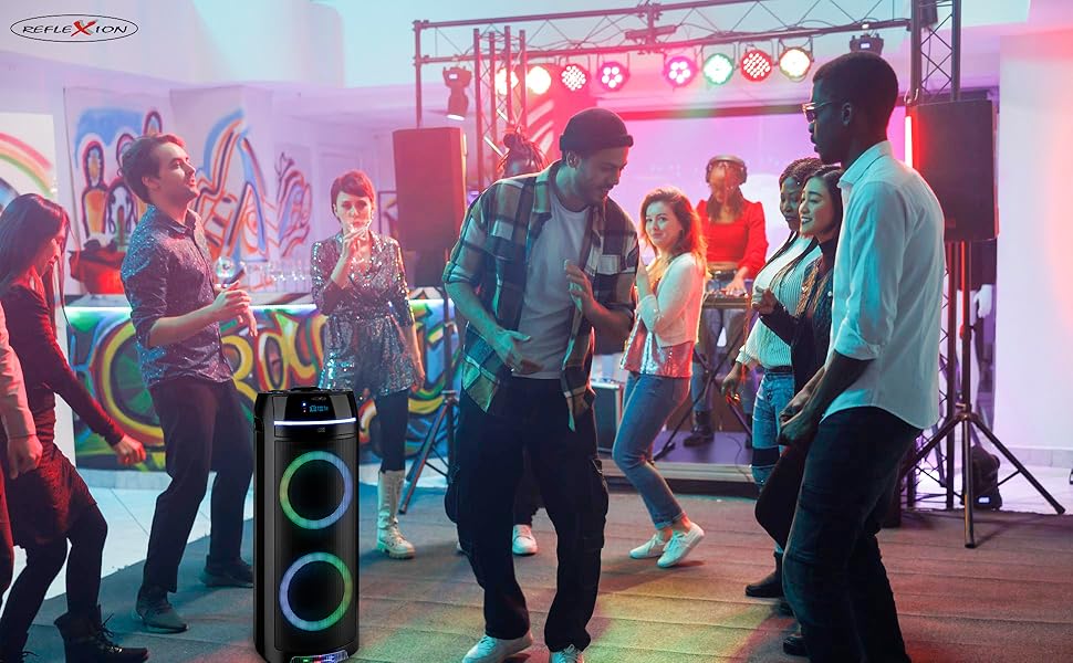 Reflexion PS09BT Bluetooth Партійний Динамік, DJ, Караоке, 500 Вт, Радіо UKW-PLL, LED-ефекти, Мікрофон, Акумулятор, Чорний