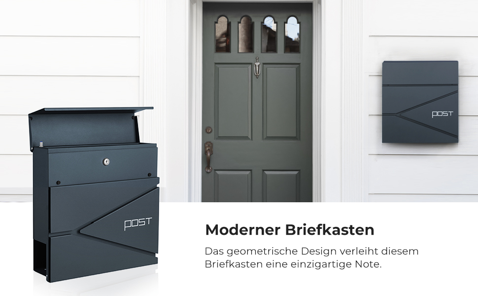 Поштовий ящик настінний SONGMICS XXL, з замком та відділенням для преси, антрацит GMB051G02