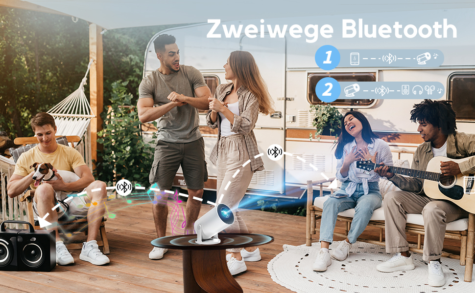Розумний проєктор AKIYO O2 з підтримкою 1080P, Android 11, WiFi 6, Bluetooth 5.4 та автотрапецеїдною корекцією. Підтримка HDMI, USB, Smartphone, Laptop, PS5. Поворотний на 180°
