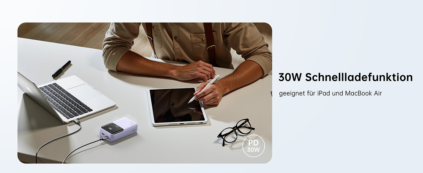 Power Bank Selore&S 20000mAh 30W з USB-C, LED дисплеєм, 4 виходами, Lila (фіолетовий)