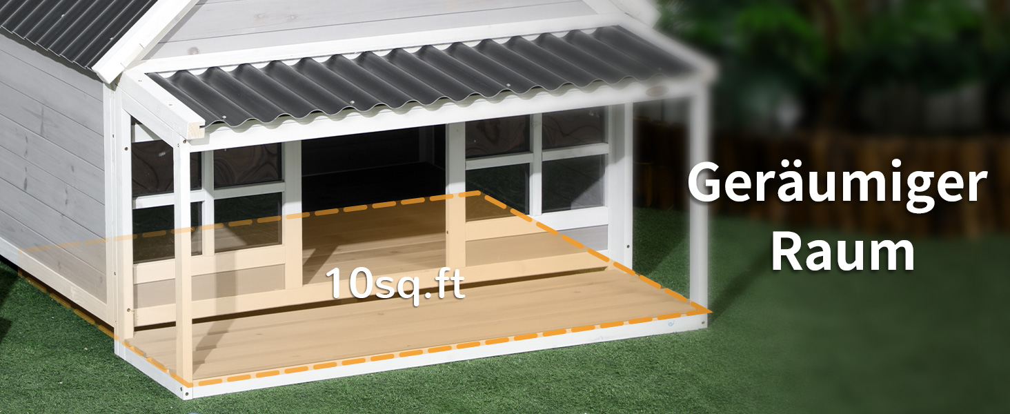 Будинок для собак PawHut з дашком, для середніх та великих собак, вуличний, з вікном, з соснового дерева, 126 x 118 x 105 см