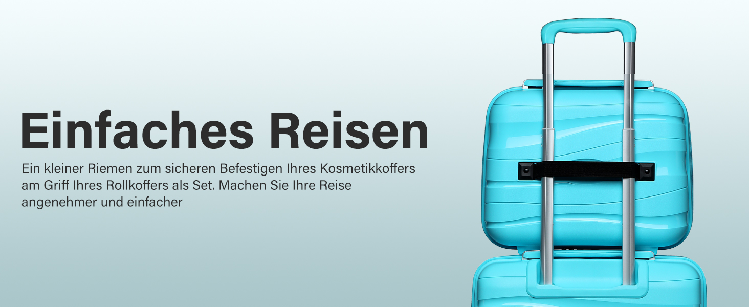 KONO Чемодан середнього розміру 65см з поліпропілену, з TSA замком, 65x46x26.5см (Крем-білий, світло-блакитний)