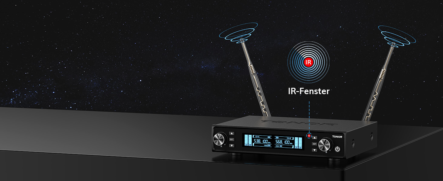 TONOR TW550 Бездротовий мікрофонний комплект з функцією автосканування, PRO-UHF, 2 мікрофони, 80 м радіус дії, 6,35 мм/3,5 мм, для караоке, вечірок, церкви, DJ