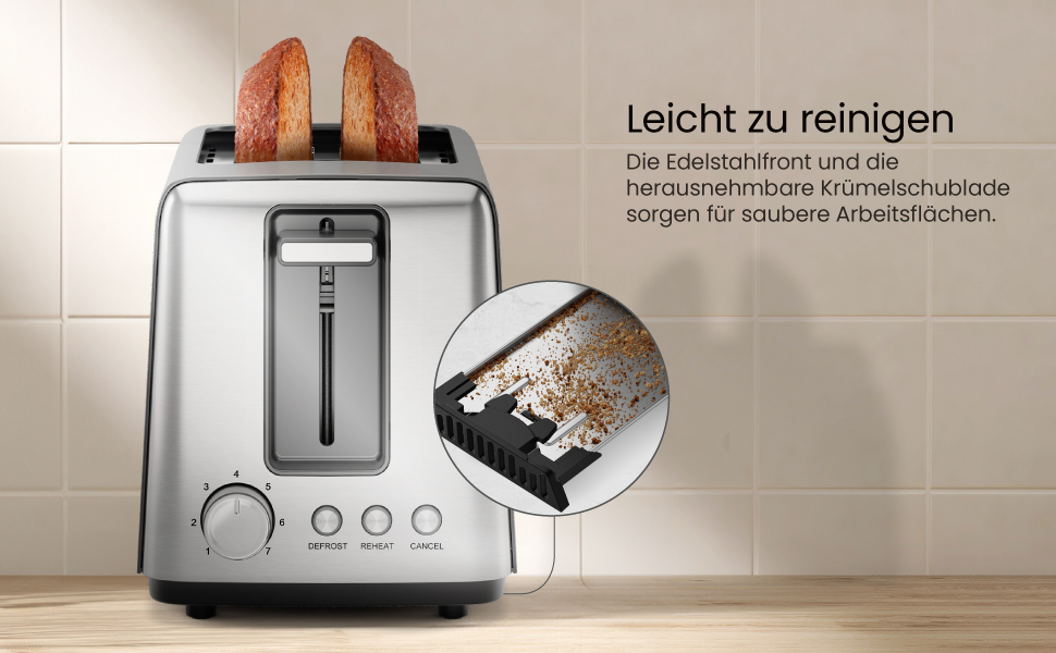Тостер Chefman з 2-ма слотами, 7 ступенів підсмажування, знімний піддон для крихт, для товстого хліба та багелів, розморожування, зупинка, функція грилю – чорний