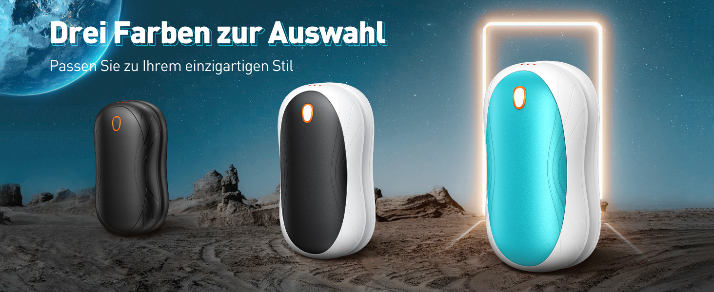 Електричні грілки для рук Cnkeeo, 2 шт. з роздільним магнітним з'єднанням, Powerbank USB, 3 режими нагріву, для активного відпочинку, риболовлі, полювання, чорно-білі (блакитні)